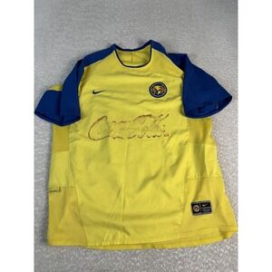 Vintage Club América Jersey Shirt Mens XL Yellow Liga MX Soccer Nike Coca Cola